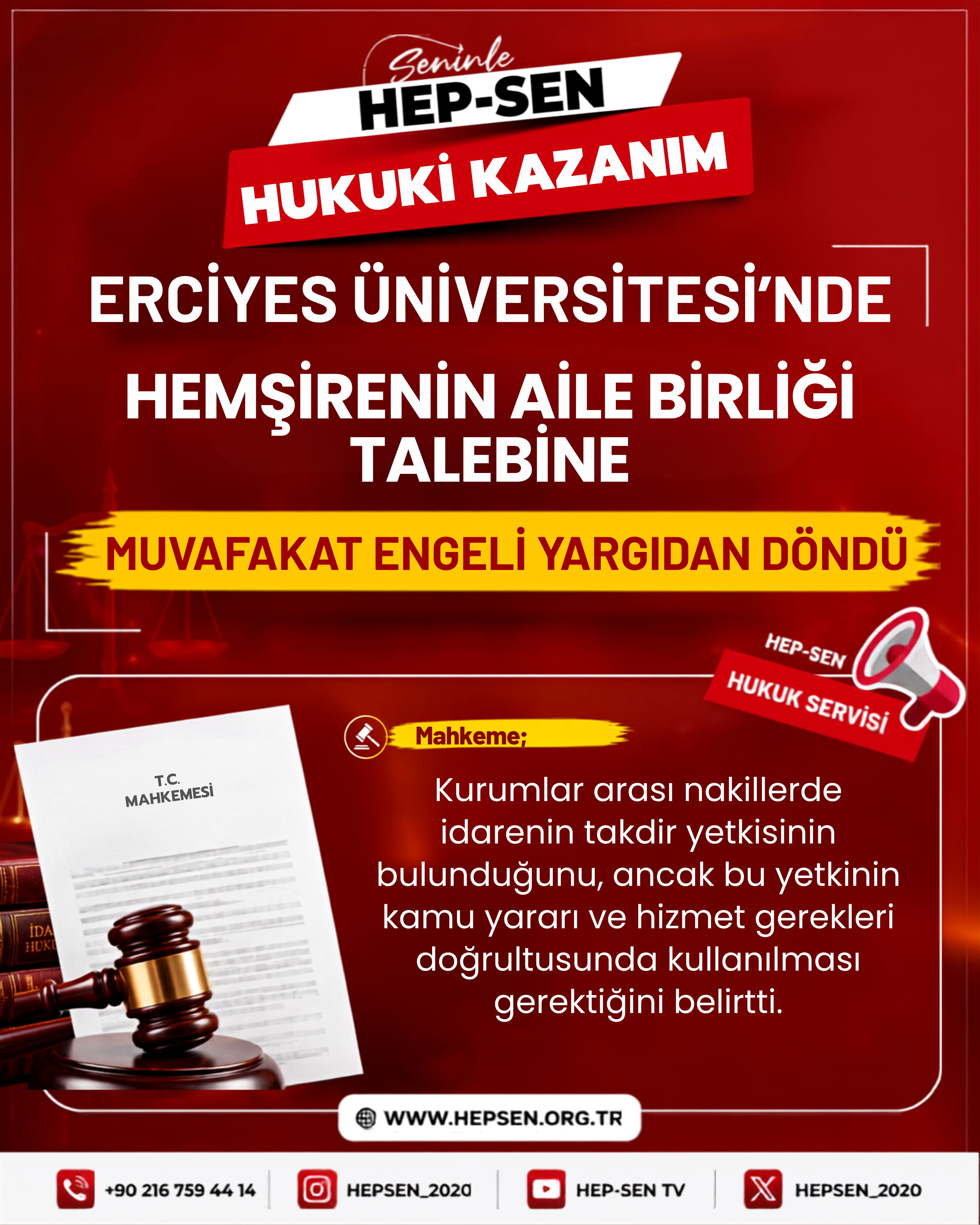 Erciyes Üniversitesi’nde Hemşirenin Aile Birliği Talebine Muvafakat Engeli Yargıdan Döndü